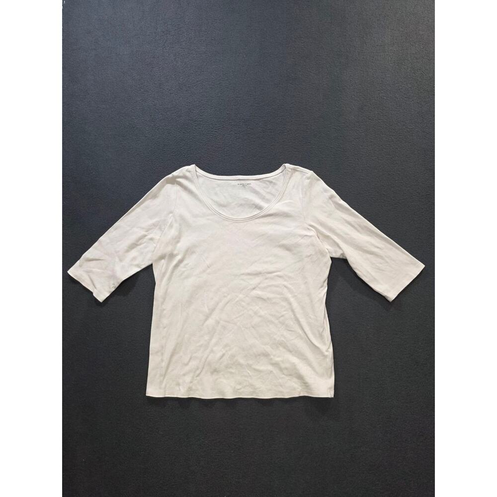 Eileen Fisher White Organic Cotton Interlock Jersey Rounded Top L A009976 - Picture 2 of 8